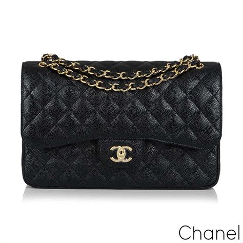 chanel jumbo caviar nera|Chanel Black Quilted Caviar Jumbo Classic Double .